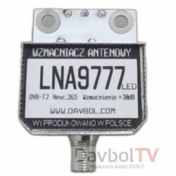 Wzmacniacz ant. Davbol LNA9777 DVB-T2 LED, 30dB ekranowany